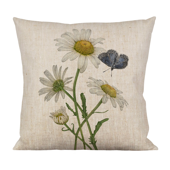 CUSHION BUTTERFLY/DAISIES - 2