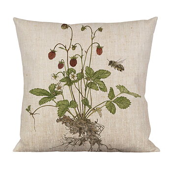 CUSHION WOODLAND STRAWBERRIES/HONEY BEE