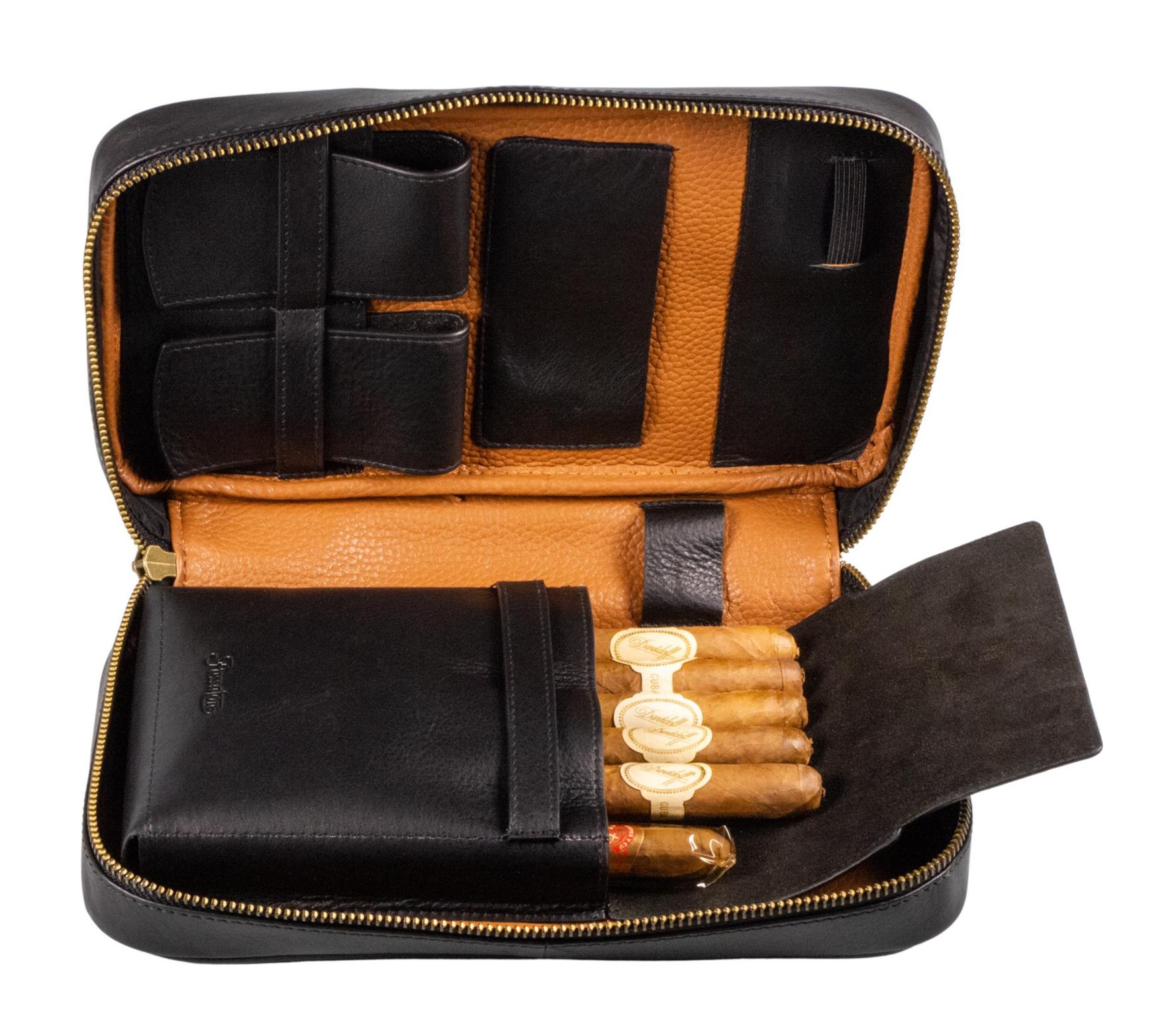 Passatore Cigarrväska i äkta läder - Svart - 3