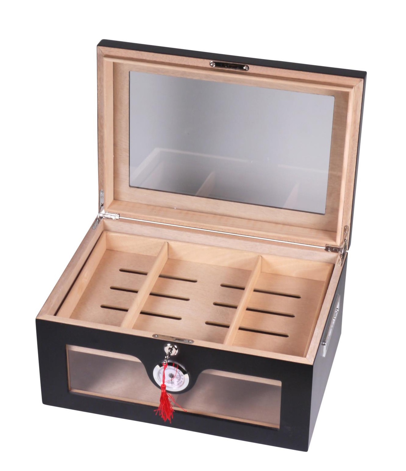 Humidor med glaslock - Mattsvart L - 2