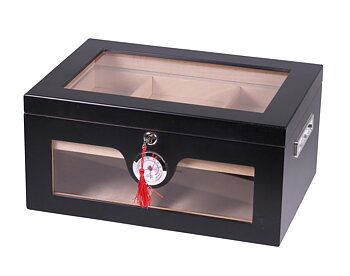 Humidor med glaslock - Mattsvart L