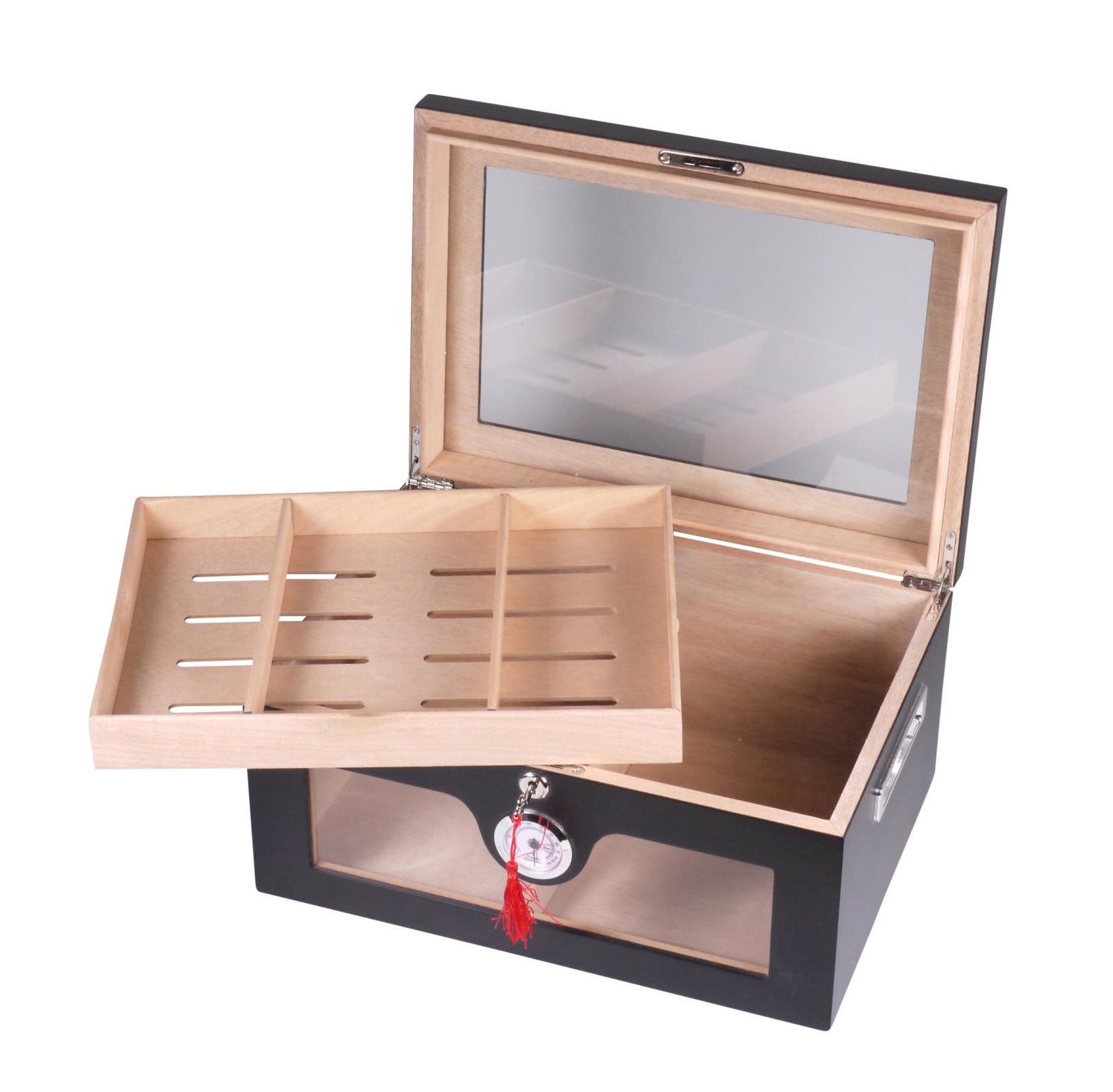 Humidor med glaslock - Mattsvart L - 3