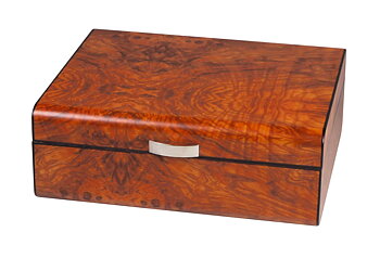 Humidor - Burl Wood/Svart Kant