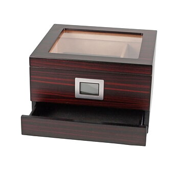 Humidor med glaslock och förvaringslåda - Ebony - 2