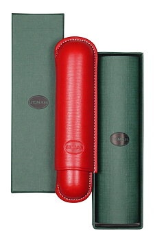 Cigarrfodral i äkta läder 1 cigarrer -  Jemar Röd Giftbox