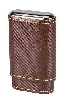 Cigarrfodral i äkta läder 3 cigarrer - Carbon/Mörkbrun