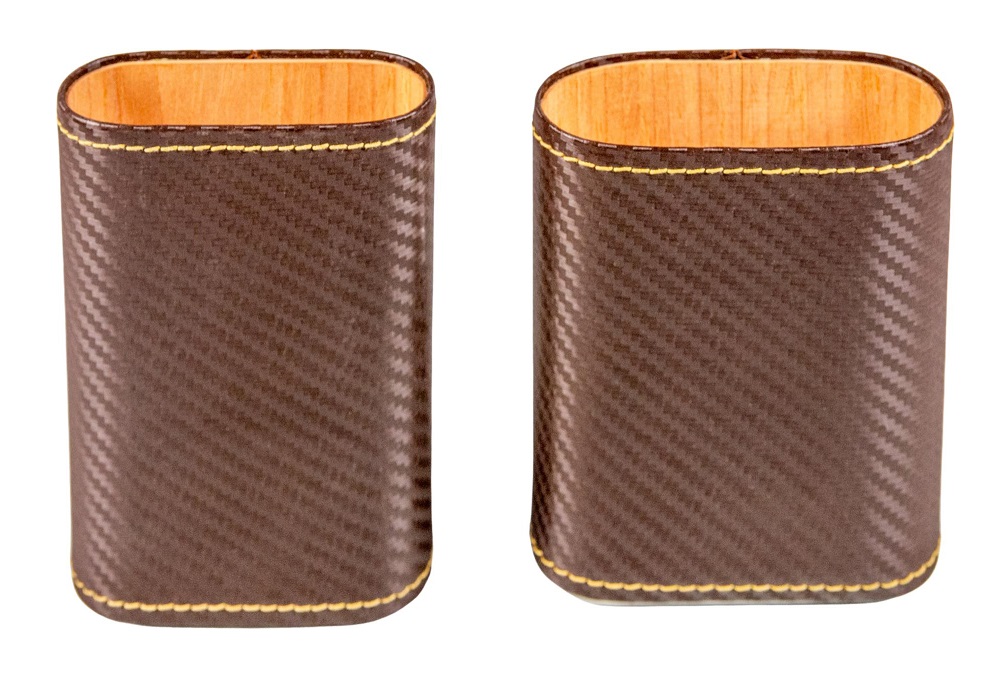 Cigarrfodral i äkta läder 3 cigarrer - Carbon/Mörkbrun - 3