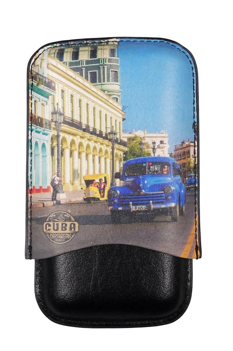 Cigarrfodral i äkta läder 3 cigarr - Cuba
