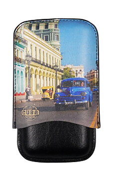 Cigarrfodral i äkta läder 3 cigarr - Cuba