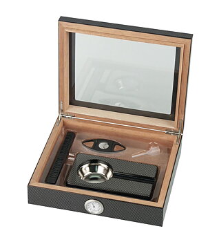 Humidorset med glaslock - Carbon  - 2