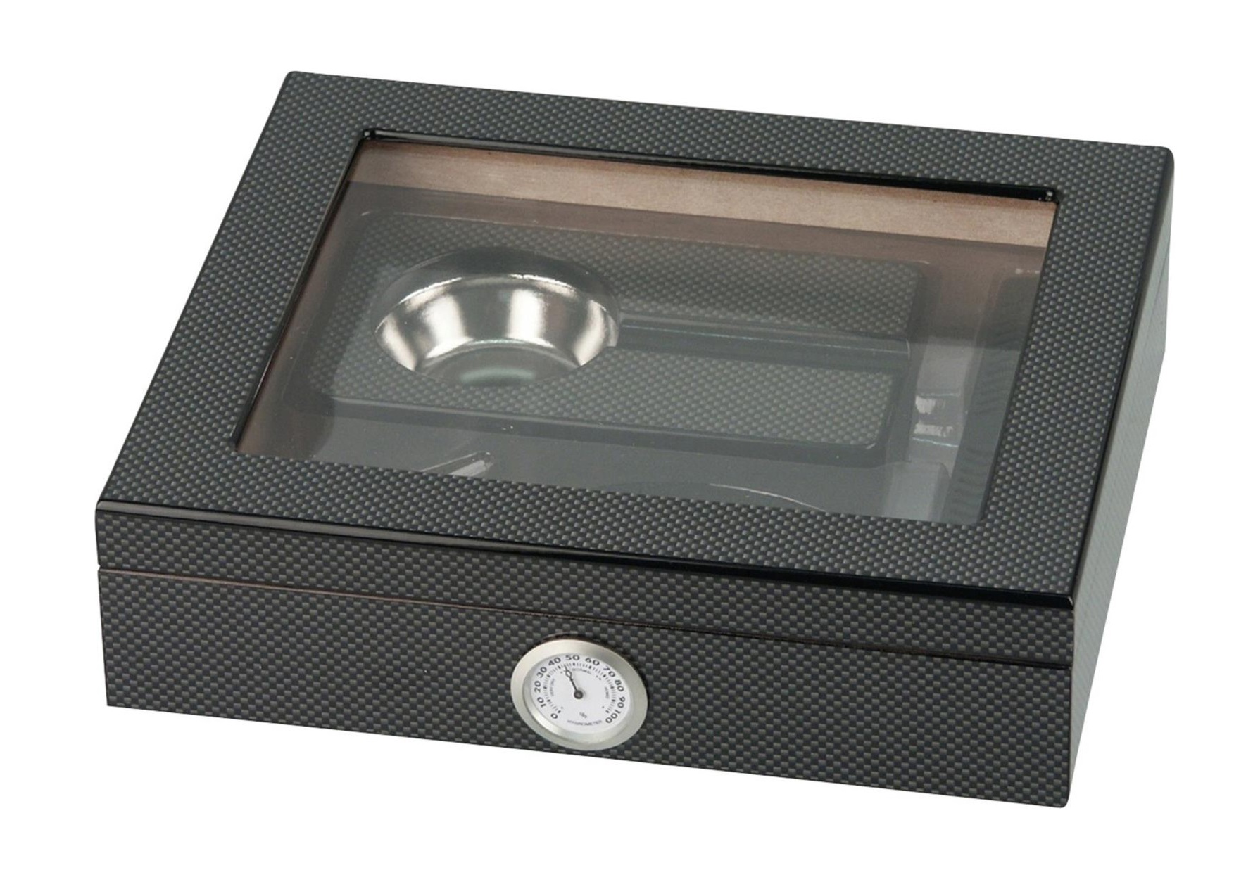 Humidorset med glaslock - Carbon  