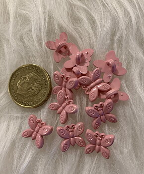 Figurknapp. Rosa Fjäril