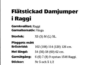 Stickbeskrivning i Raggsocksgarn 