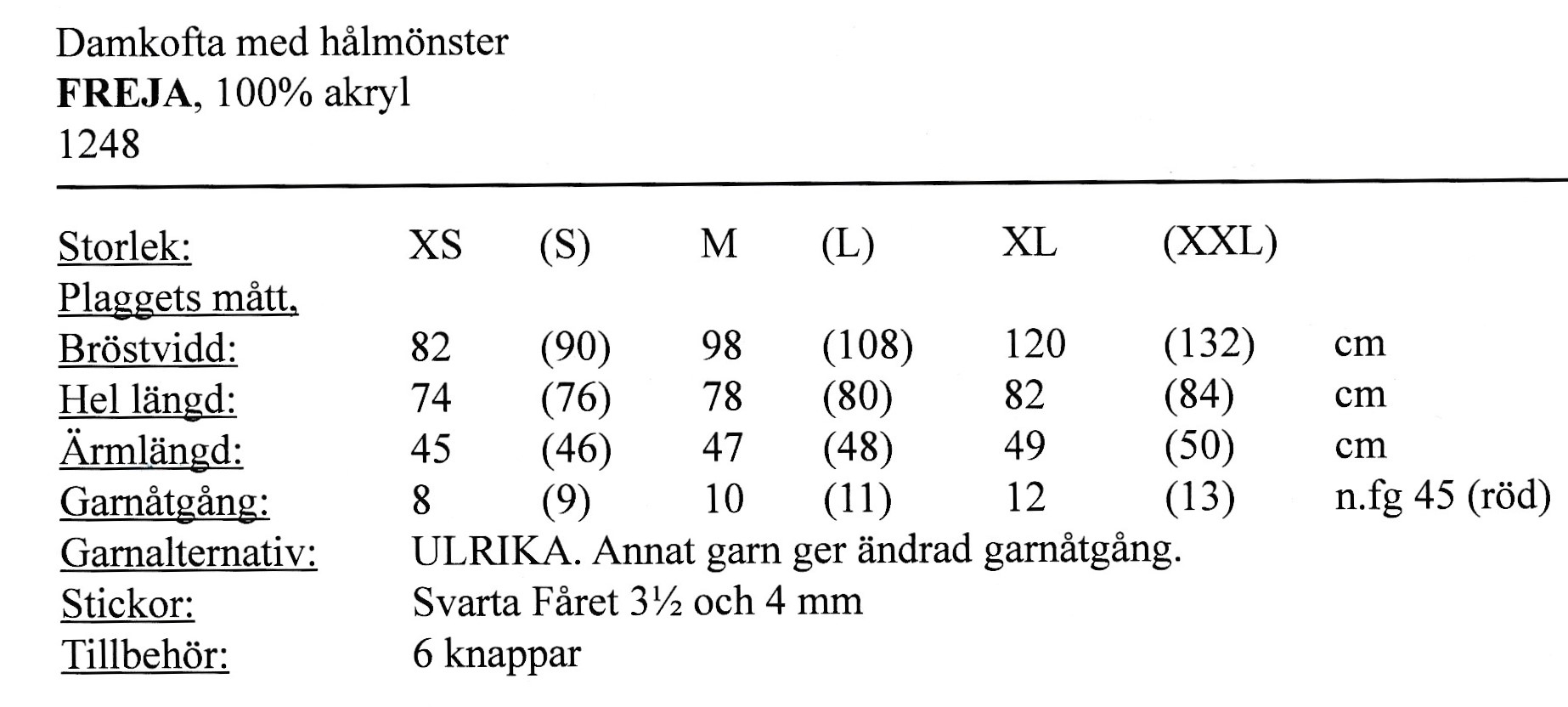 Stickbeskrivning i Freja - 2