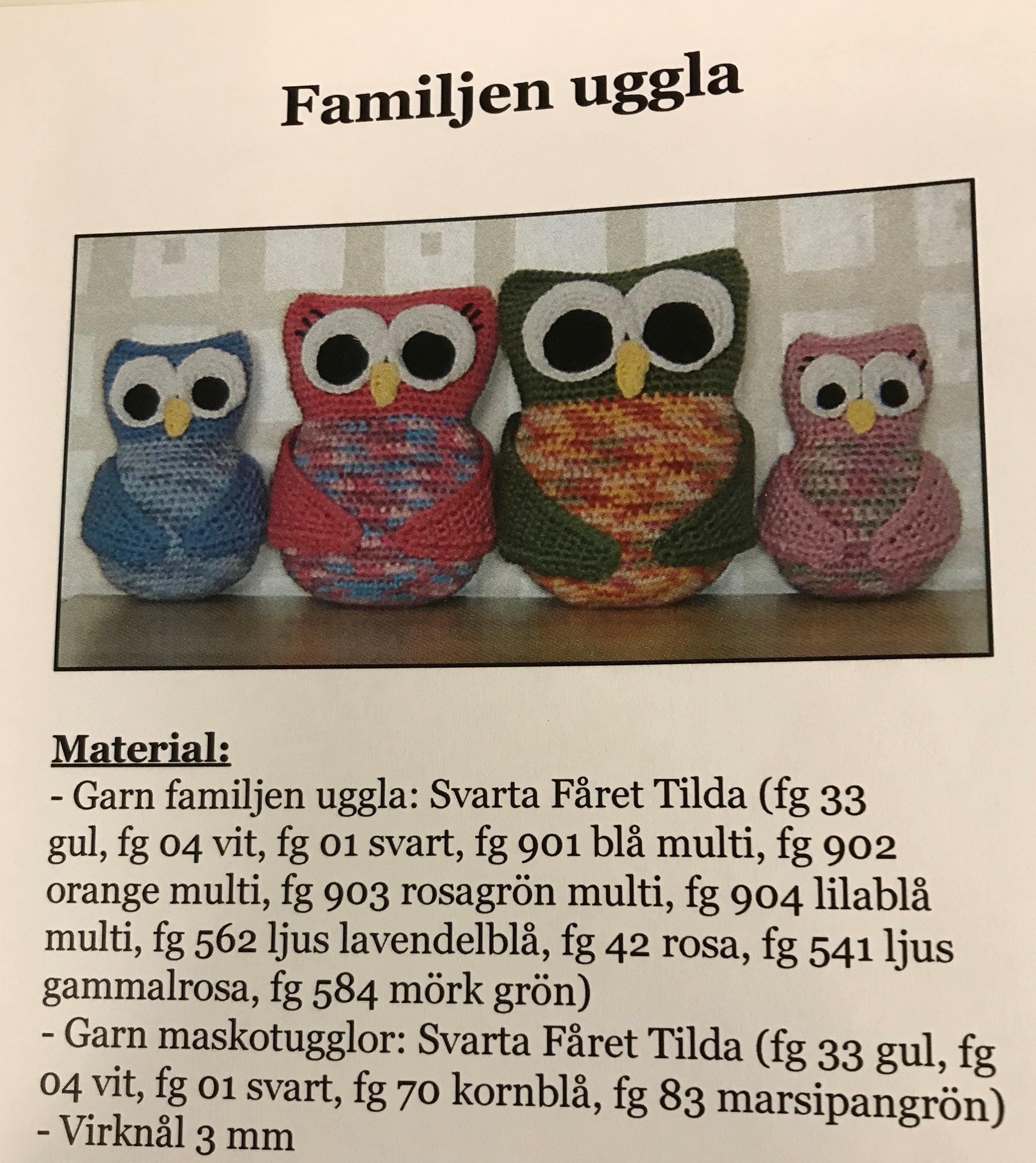 Virkmönster till ugglor i Svarta Fårets Tilda. - 3