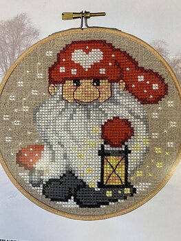 Jultavla Tomte med lykta.