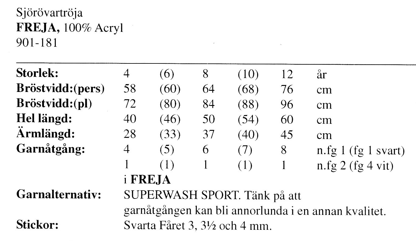 Stickbeskrivning i Freja - 2