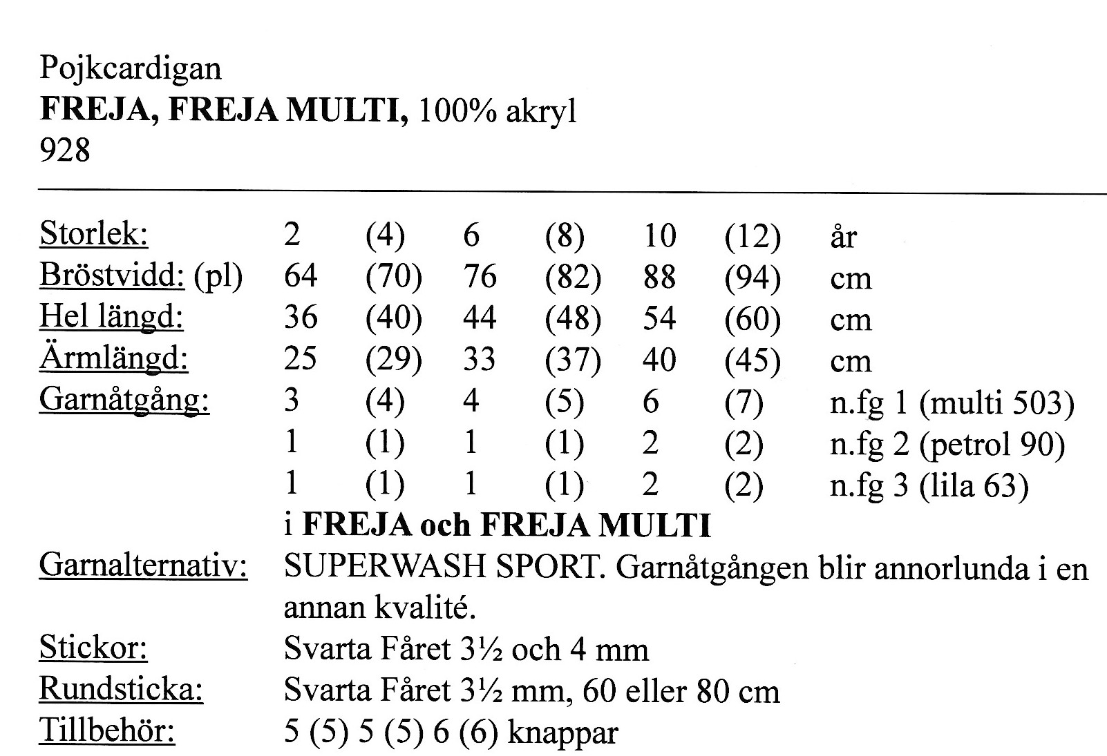 Stickbeskrivning i Freja - 2