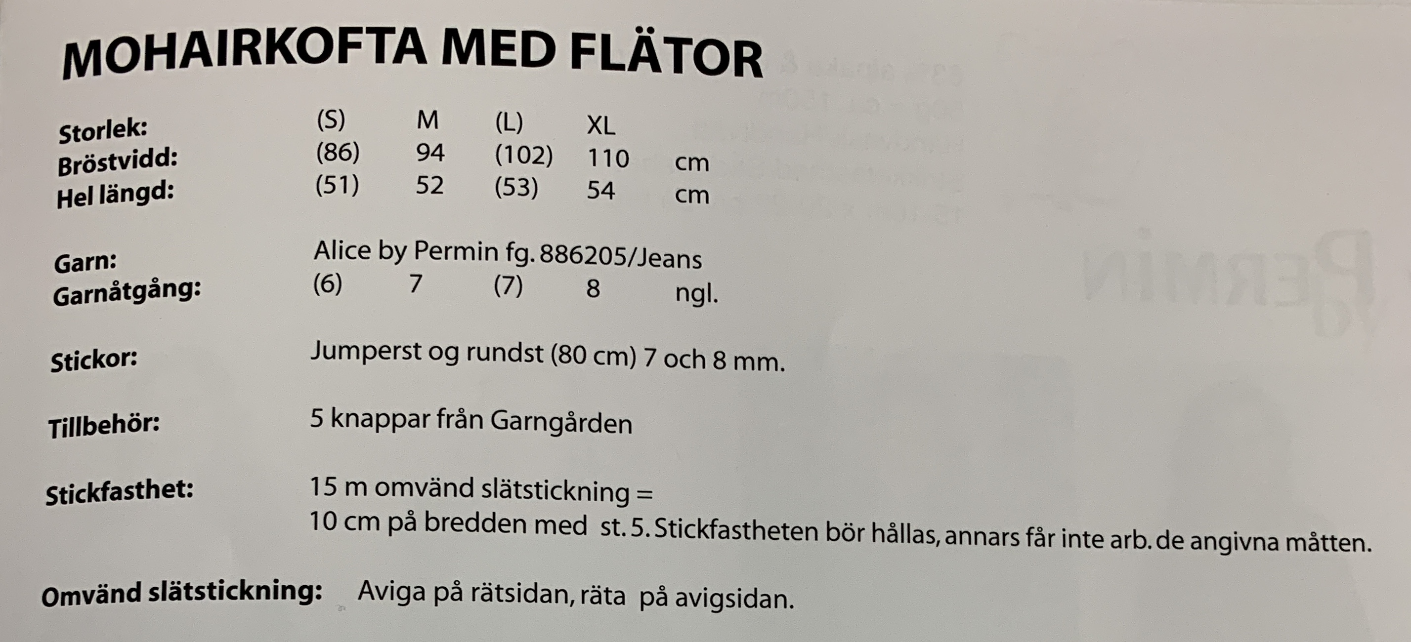 Stickmönster till mohairkofta med flätor i Alice - 2