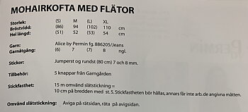 Stickmönster till mohairkofta med flätor i Alice