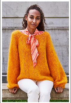 Stickmönster till raglanjumper med 2 trådar i Bella by Permin - Oversize. 
