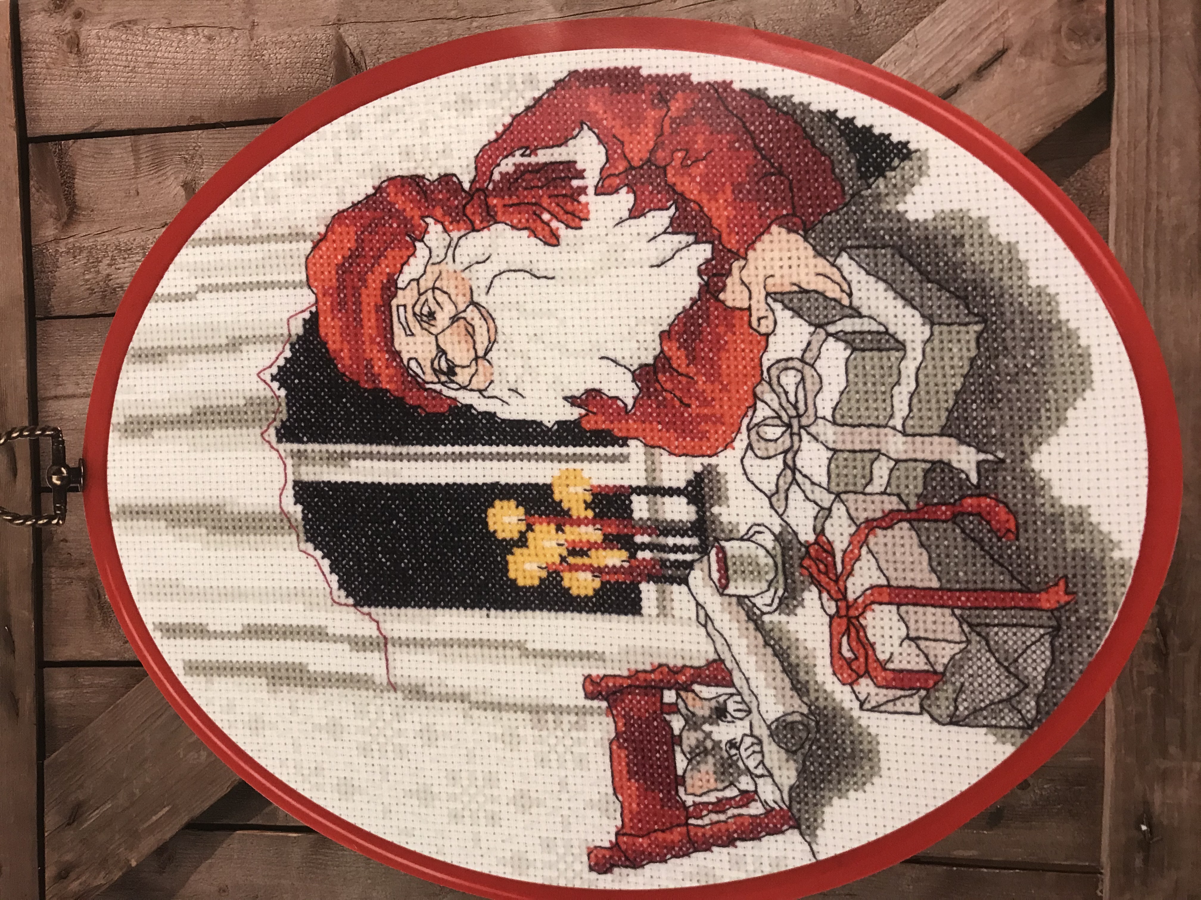Julflexitavla  Tomte  bland julklappar.