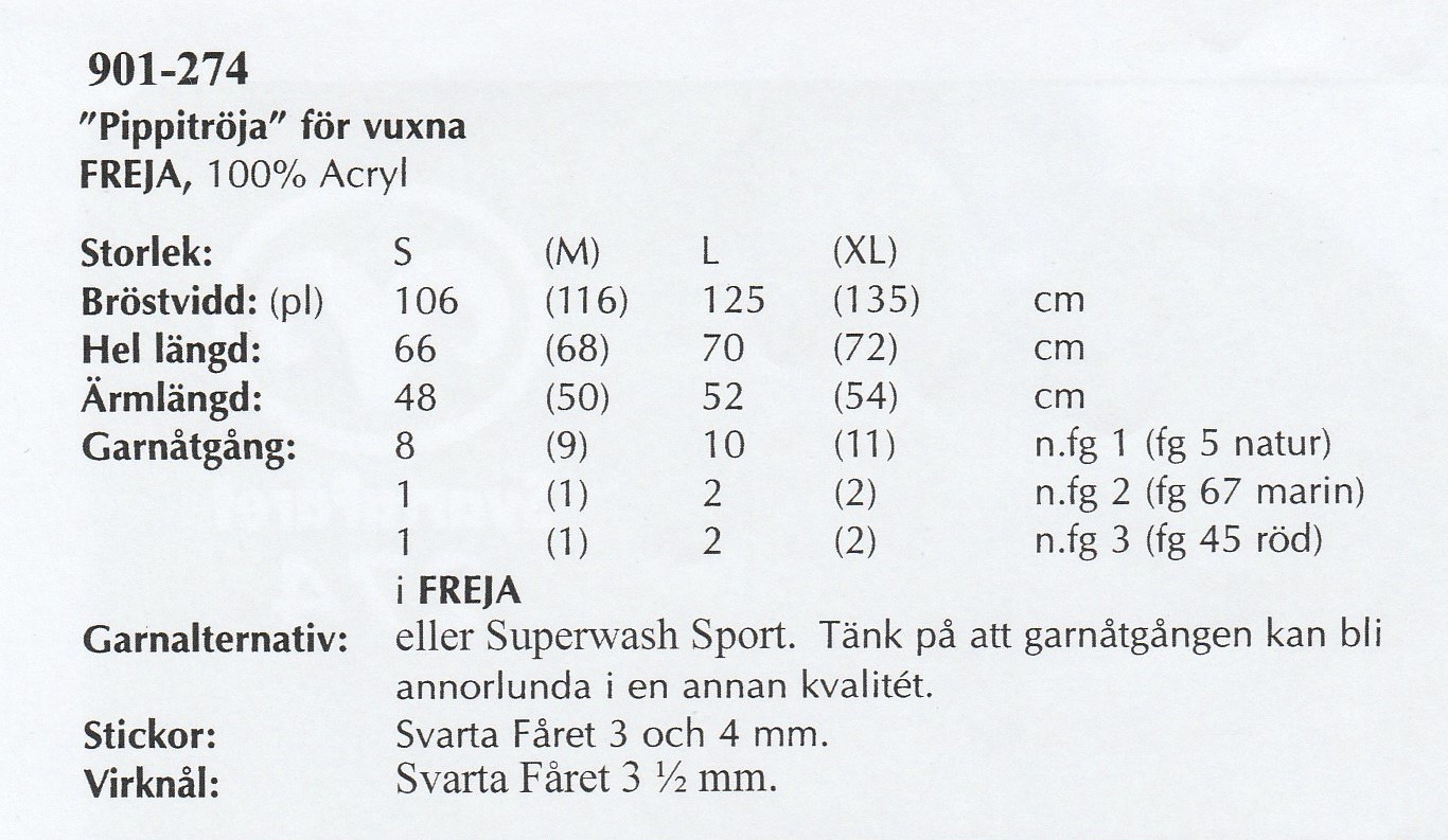 Stickbeskrivning i Freja - 2