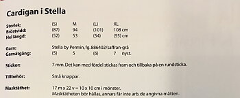 Stickmönster till Cardigan i Stella.