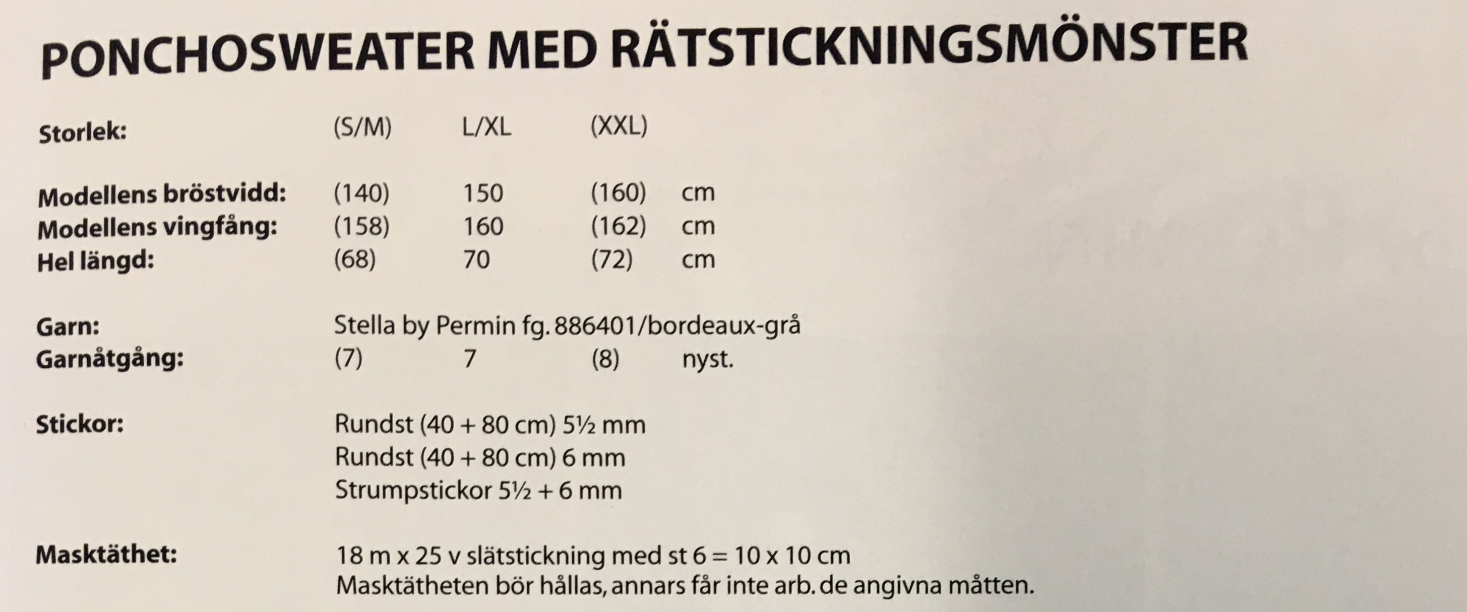 Stickmönster till Ponchosweater i Stella. - 2