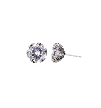 TULIP CUP POST EARRING, CZ