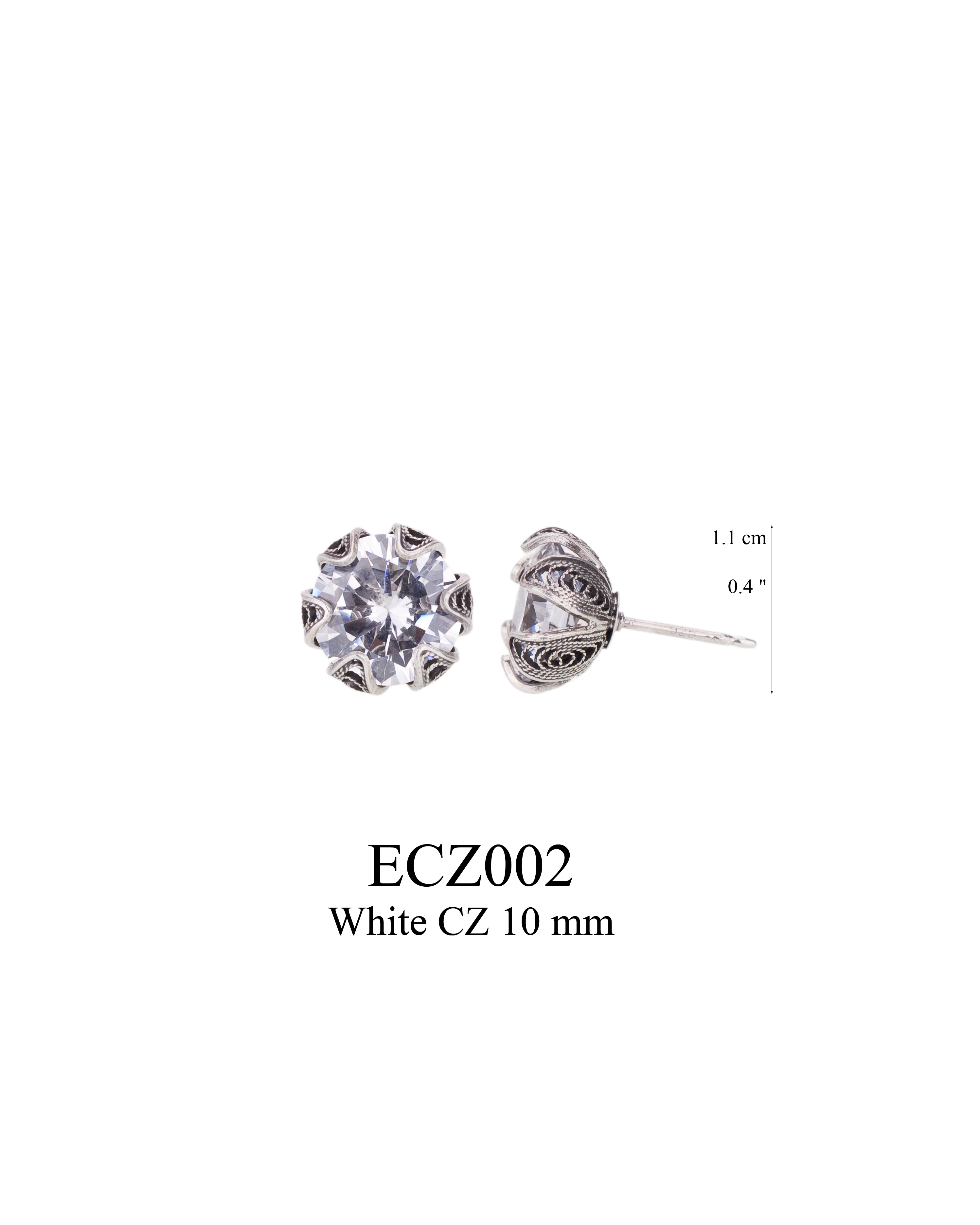 TULIP CUP POST EARRING, CZ - 4