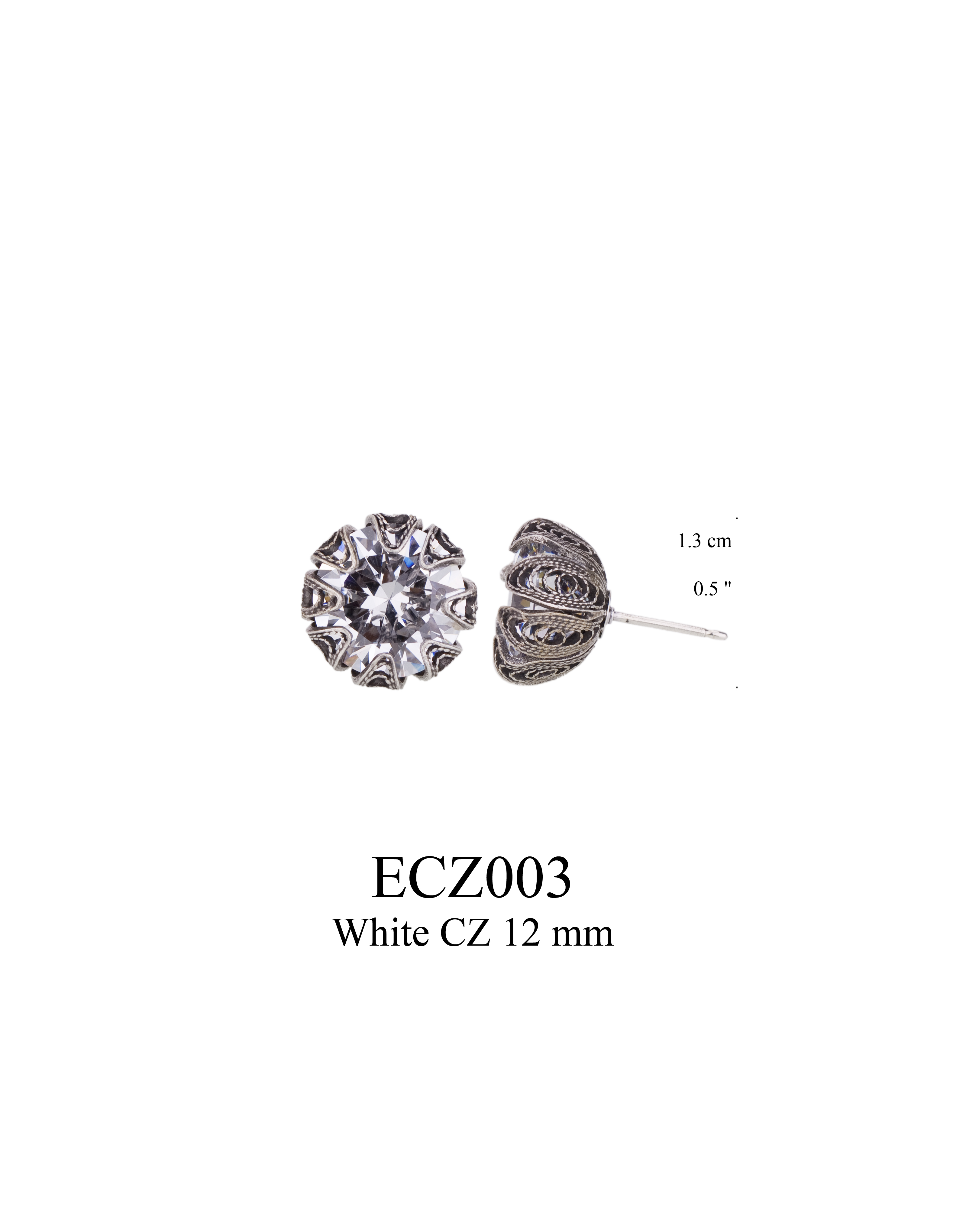 LARGE TULIP CUPS EARRINGS, CZ - 3
