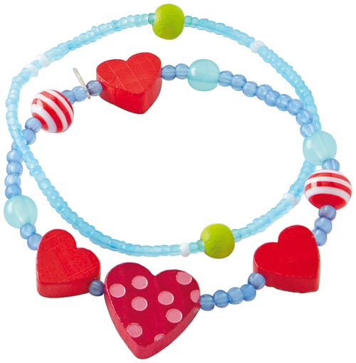 Haba Armband Hjärtan blå
