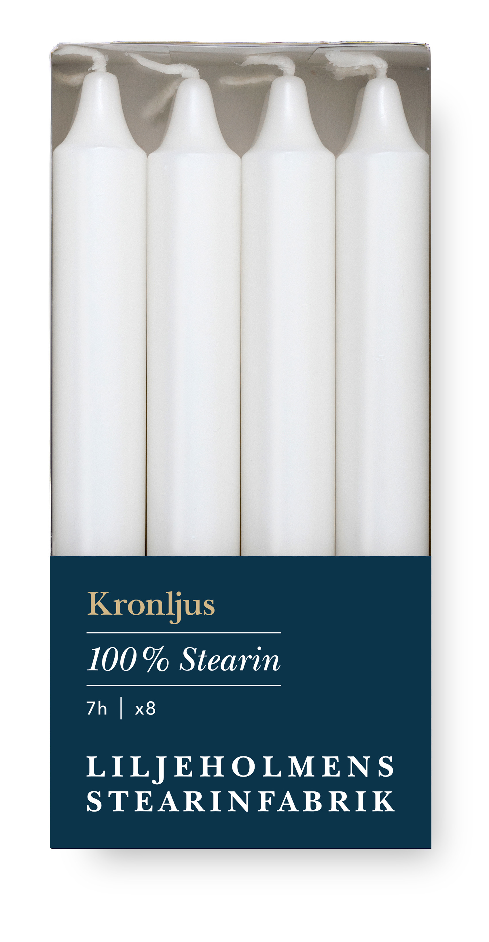 Kronljus 8er-Pack Weiß I Ø 23 x H200 mm – 100 % Stearin
