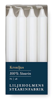 Kronljus 8er-Pack Weiß I Ø 23 x H200 mm – 100 % Stearin