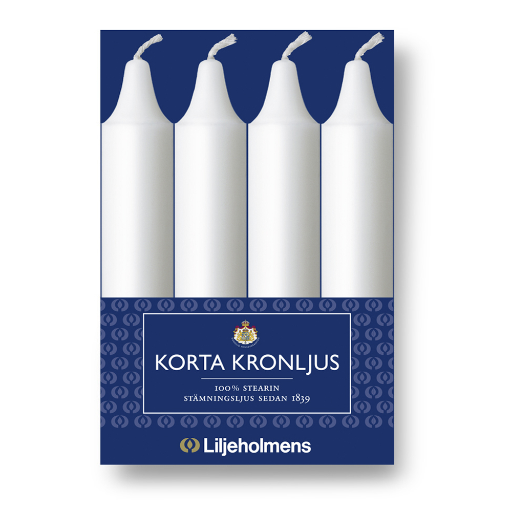 Kurze Kronljus 4er-Pack Weiß I Ø 23 x H135 mm – 100 % Stearin