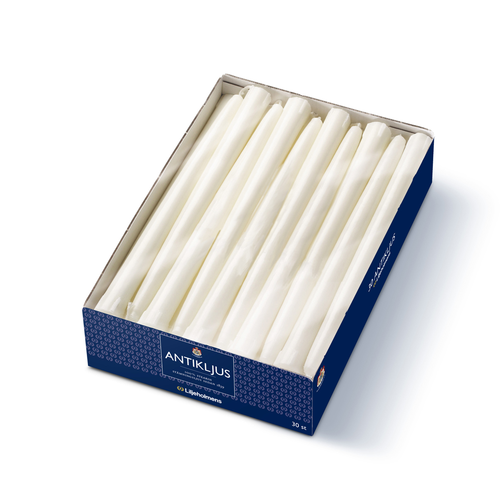 Liljeholmens Antikljus  weiß – 30er Pack - Dinnerkerzen aus Stearin