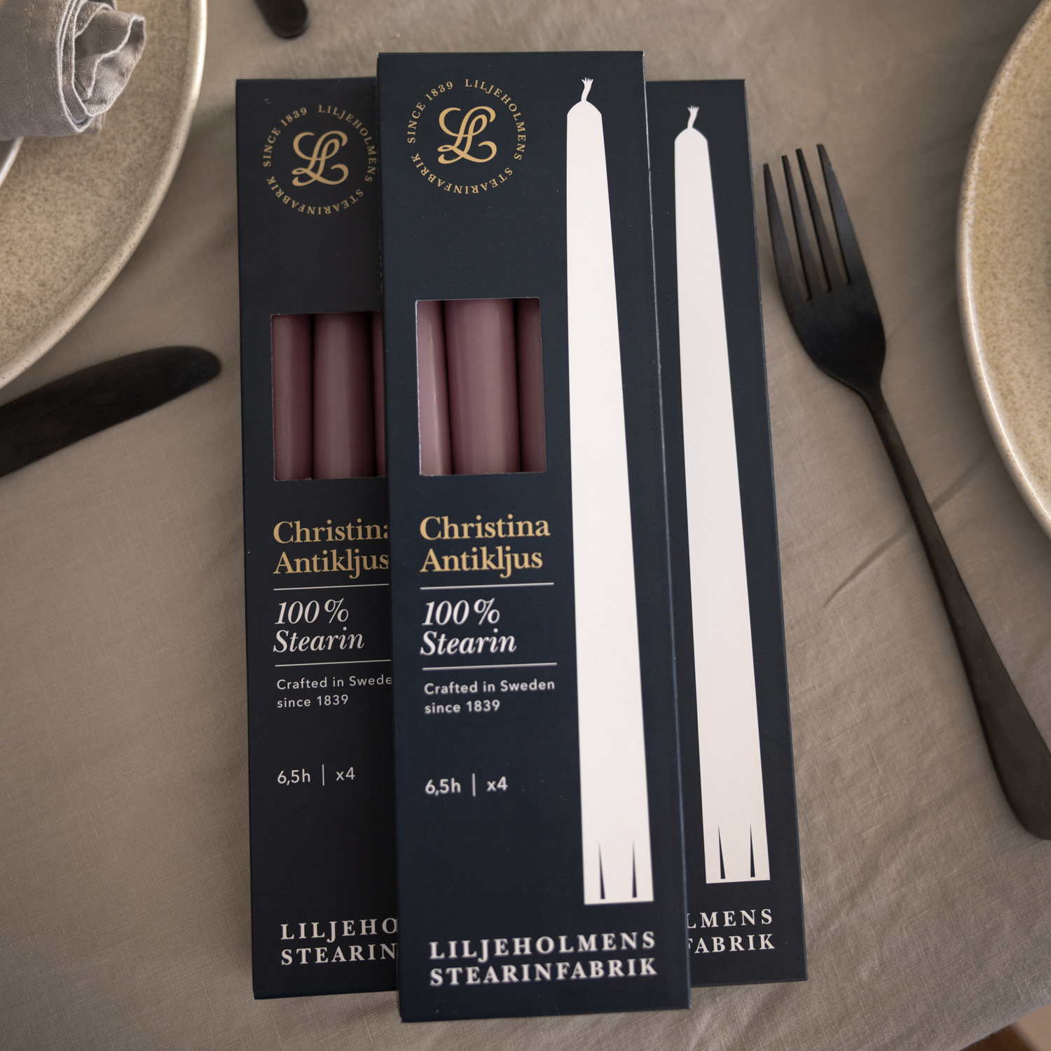 Christina Antikljus 4er-Pack Malve I Ø 22 x H255 mm – 100 % Stearin - 3