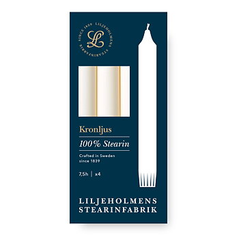 Kronljus Stabkerzen Crème – 4er Pack I Ø 23 x H 200 mm – 100 % Stearin