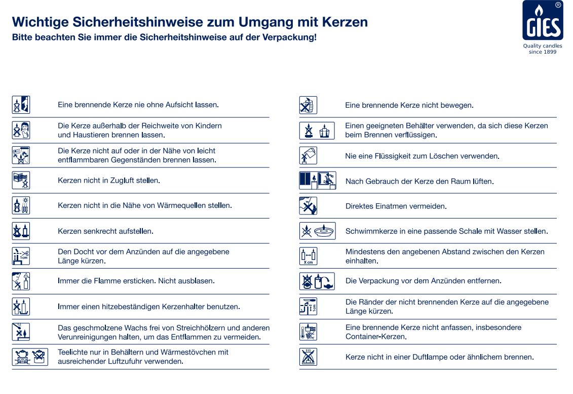Sicherheitshinweise für Kerzen – Übersicht