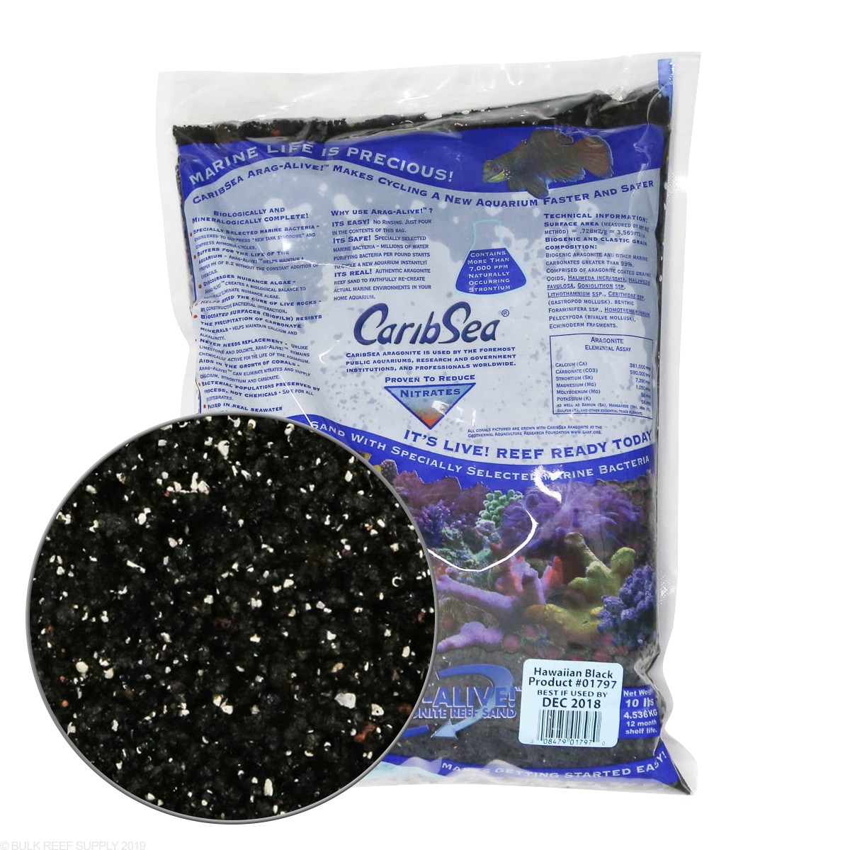 CaribSea's Hawaii Black sand 9,07kg