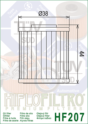 Oljefilter Hiflo Hf207 Kawasaki KX250F 2004 -2024  - 2