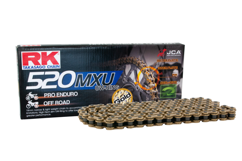 RK GB520MXU UW-ringskedja Guld Offroad + CL (clipkedjelås) 118L