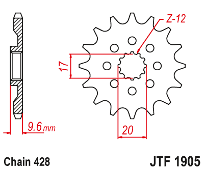 JTF1905 Framdrev 14Kugg Husqvarna TC85 2018-2023 - 2