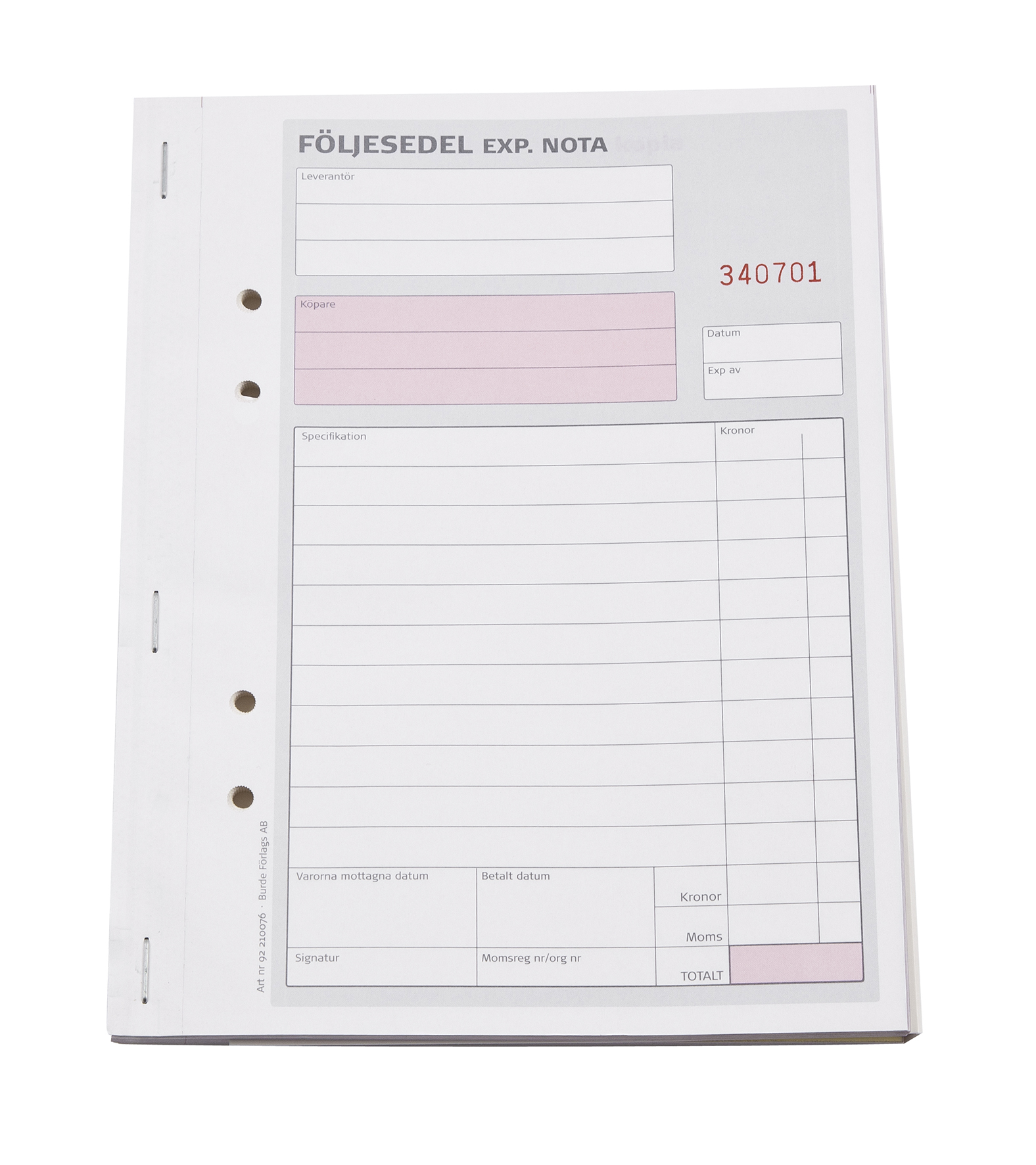 Följesedel A5 numrerade 3x50