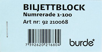 Biljettblock 1-100 blå