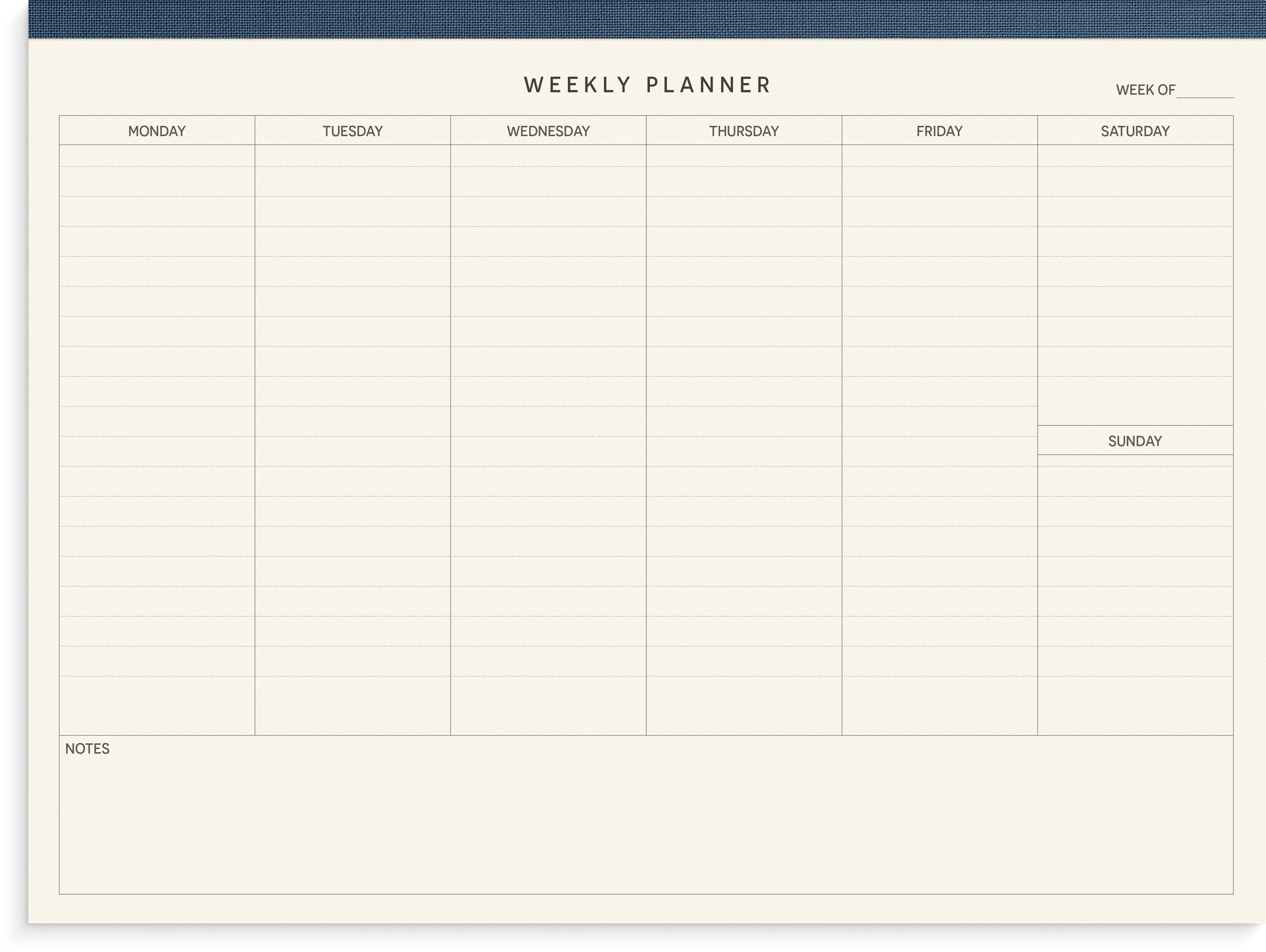 Perforerat block Weekly planne