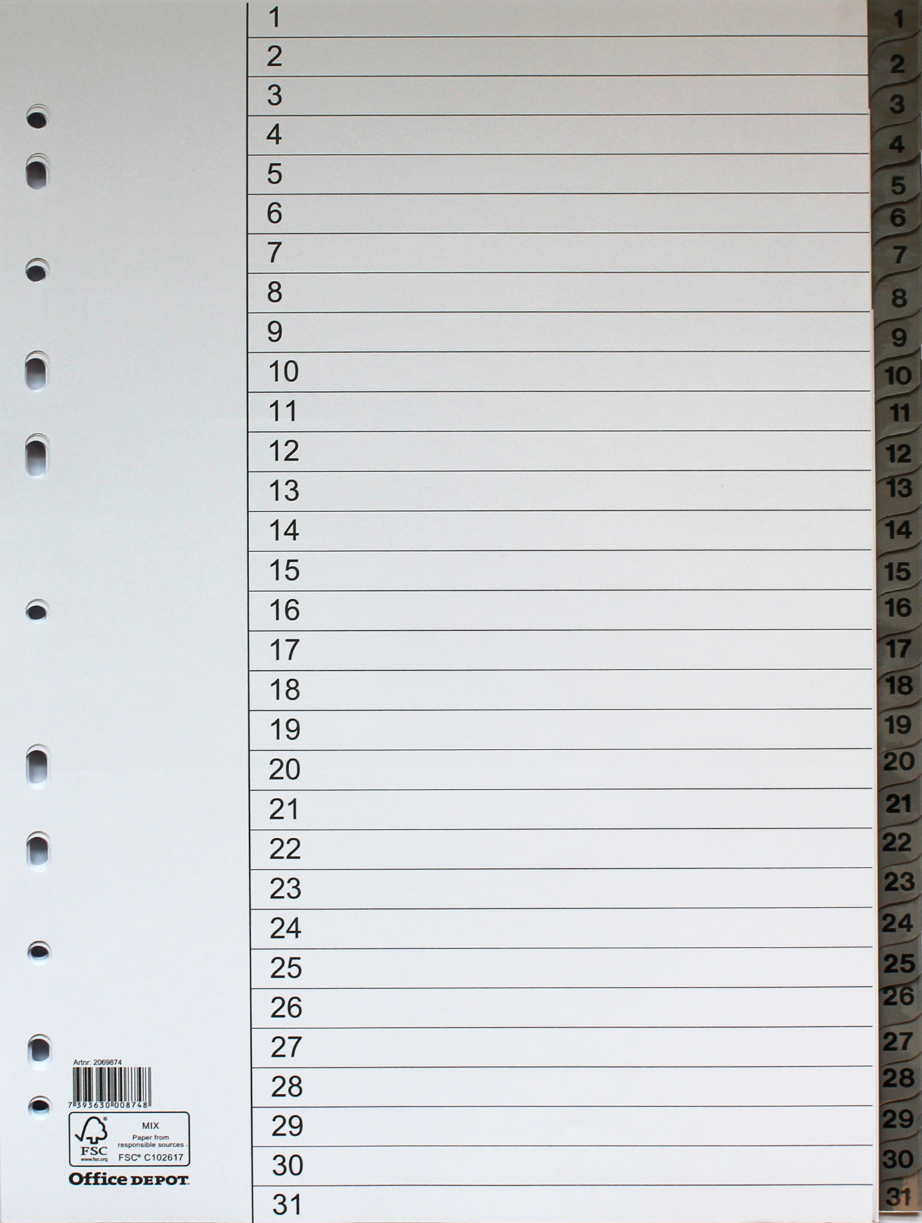 Register flikförstärkt A4 1-31