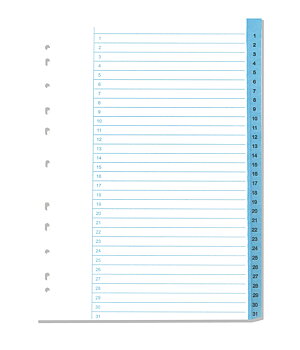 Pärmregister papper A4 1-31