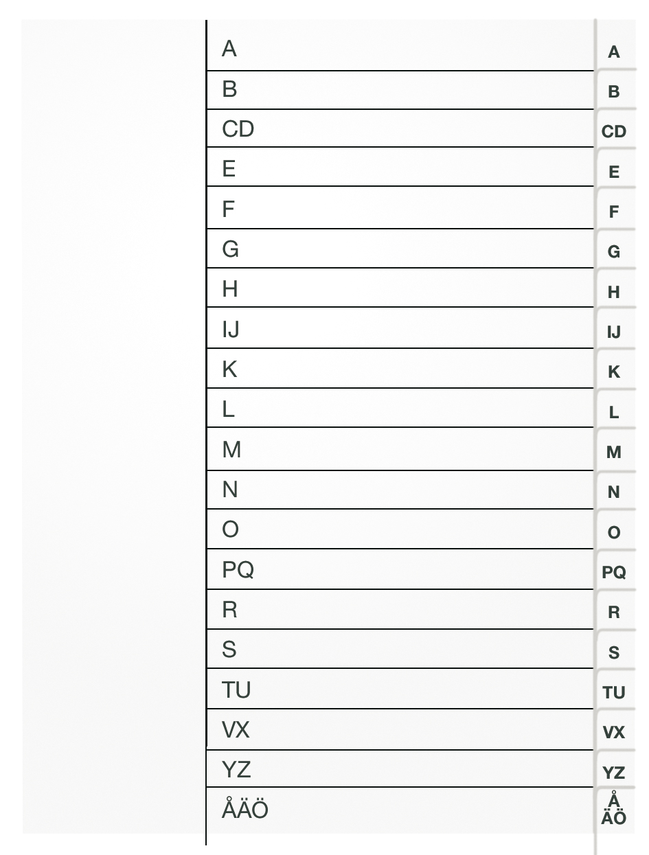Register vit PP  A4 A-Ö